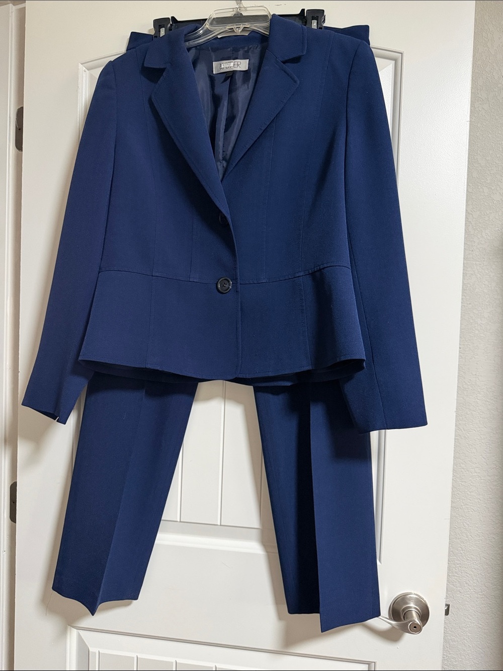 Kasper Navy Blue Women's Pantsuit Two-Piece Jacket & Pants